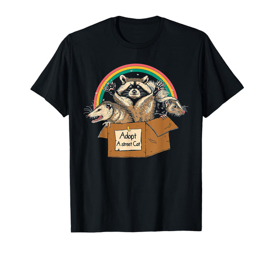 Adopt A Street Cat Shirt Funny Opossum Raccoon Skunk Vintage T-Shirt