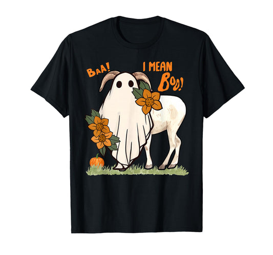 Baa I Mean Boo Halloween Goat Ghost Farmer Animal Scary T-Shirt