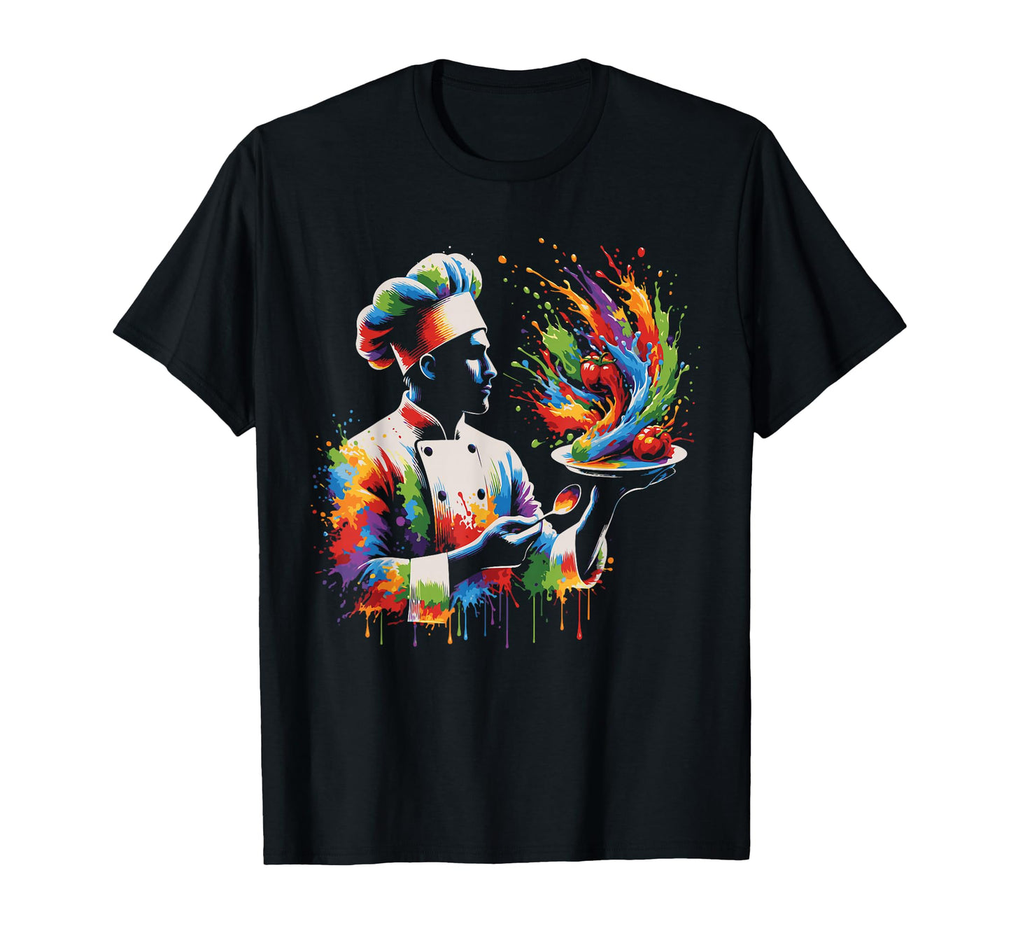 Colorful Chef Design with Splash Art, Kitchen Cooking Lovers T-Shirt