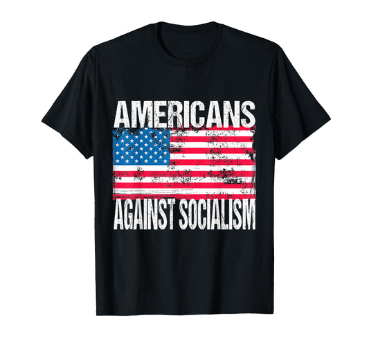 Anti-Socialism Retro American Flag Patriotic Capitalist USA T-Shirt for Women Men