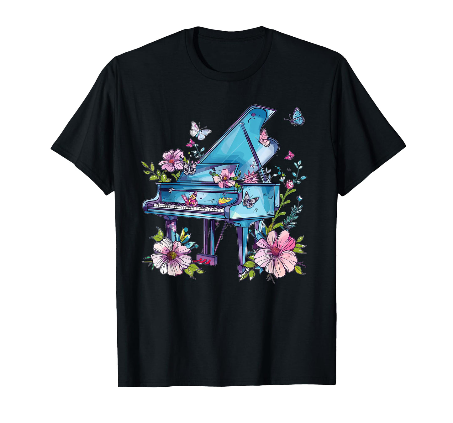 Colorful Piano With Flowers I Music Piano T-Shirt