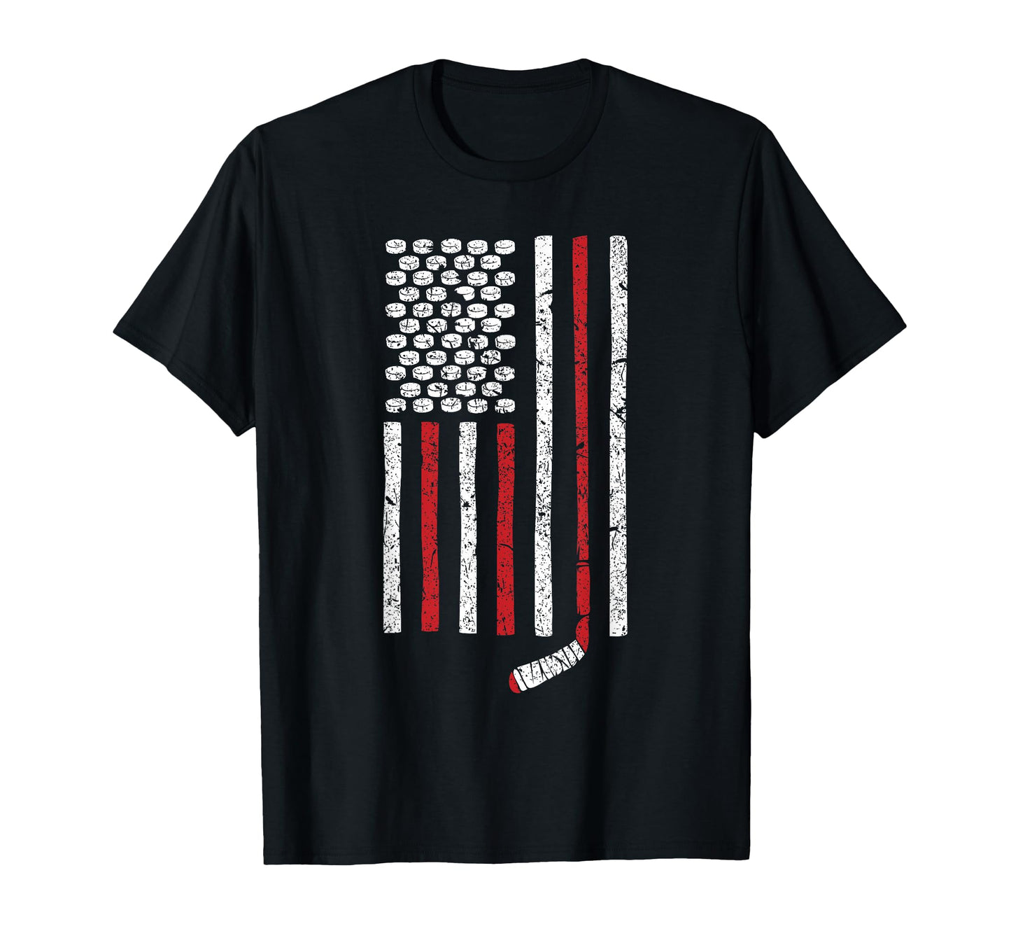 Hockey Stick and Puck American Flag T-Shirt