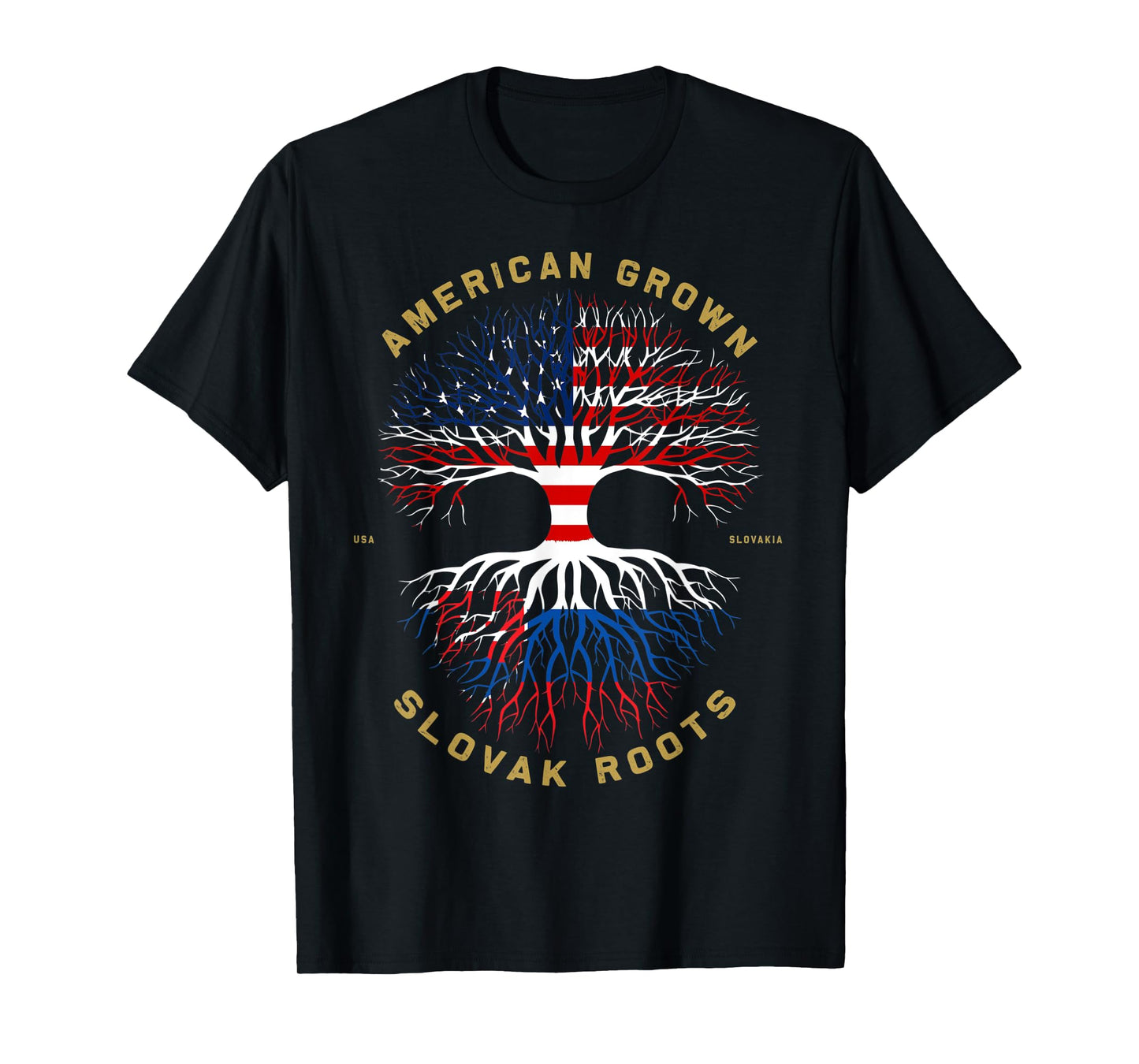 American Grown With Slovak Roots Tree USA Flag Unique Gifts T-Shirt