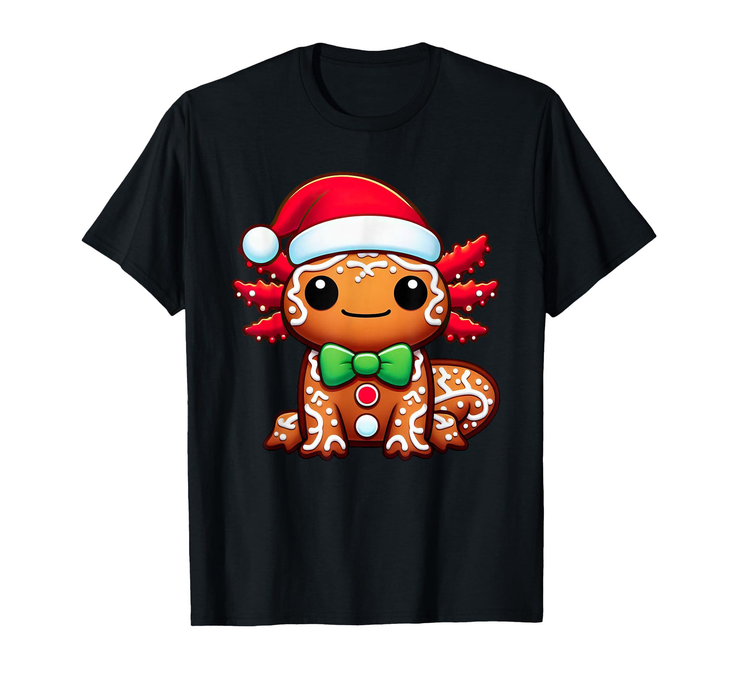 Funny Gingerbread Man Axolotl Christmas Womens Mens Kids T-Shirt