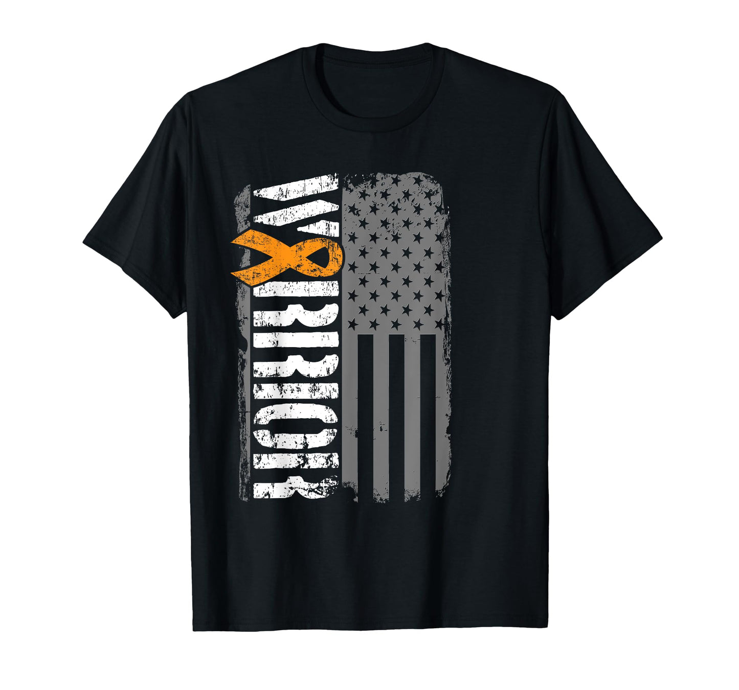 Kidney Cancer Warrior - Sideways Awareness Ribbon USA Flag T-Shirt