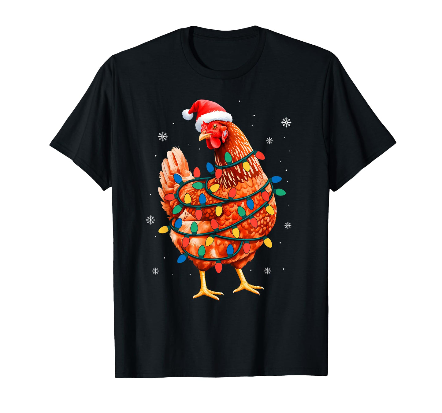 Chicken Christmas Tree Lights Farm Animal Santa Xmas Pajamas T-Shirt