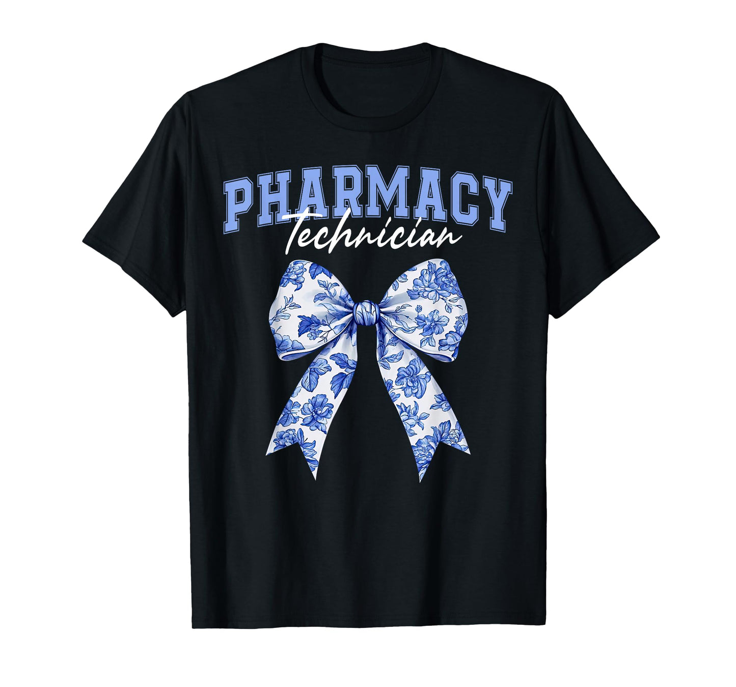 Cute Floral Blue Coquette Bow Pharmacy Technician Cpht T-Shirt