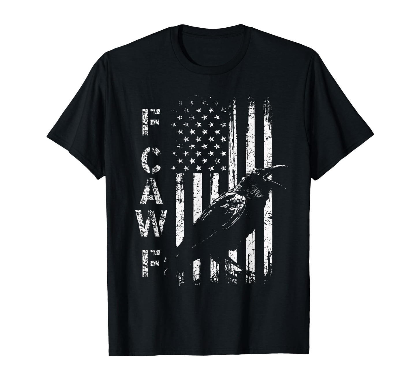 F Caw F Crow American Flag F-Caw-F Grunge Bird Cawing T-Shirt