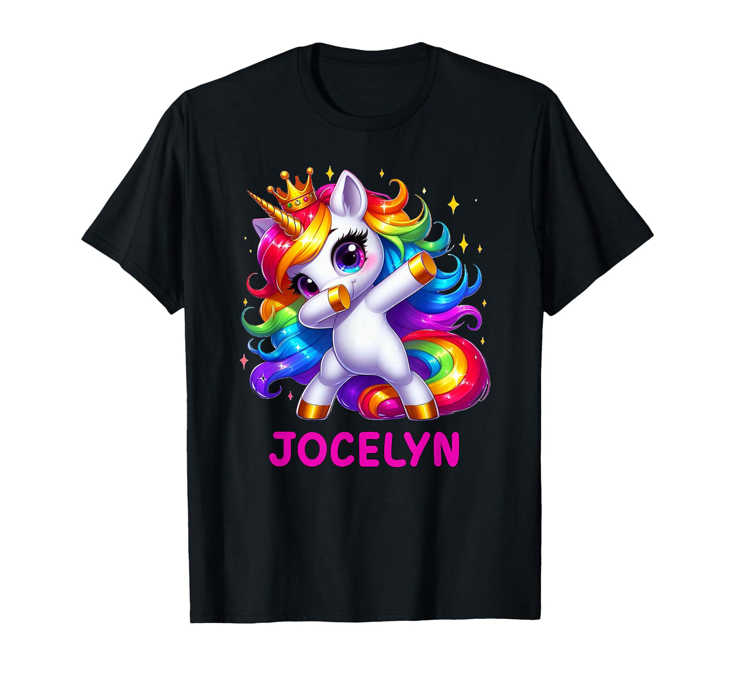 JOCELYN Personalized Name Dabbing Unicorn Birthday Queen T-Shirt