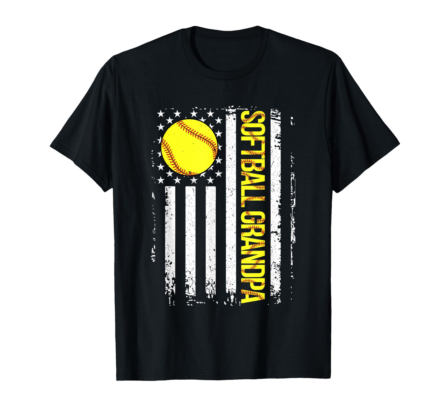Softball Grandpa American Flag Vintage ic Game Day T-Shirt