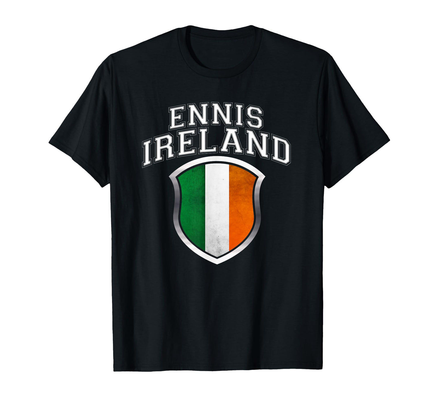 Ennis Ireland T Shirt with Grunge Irish Flag Crest T-Shirt
