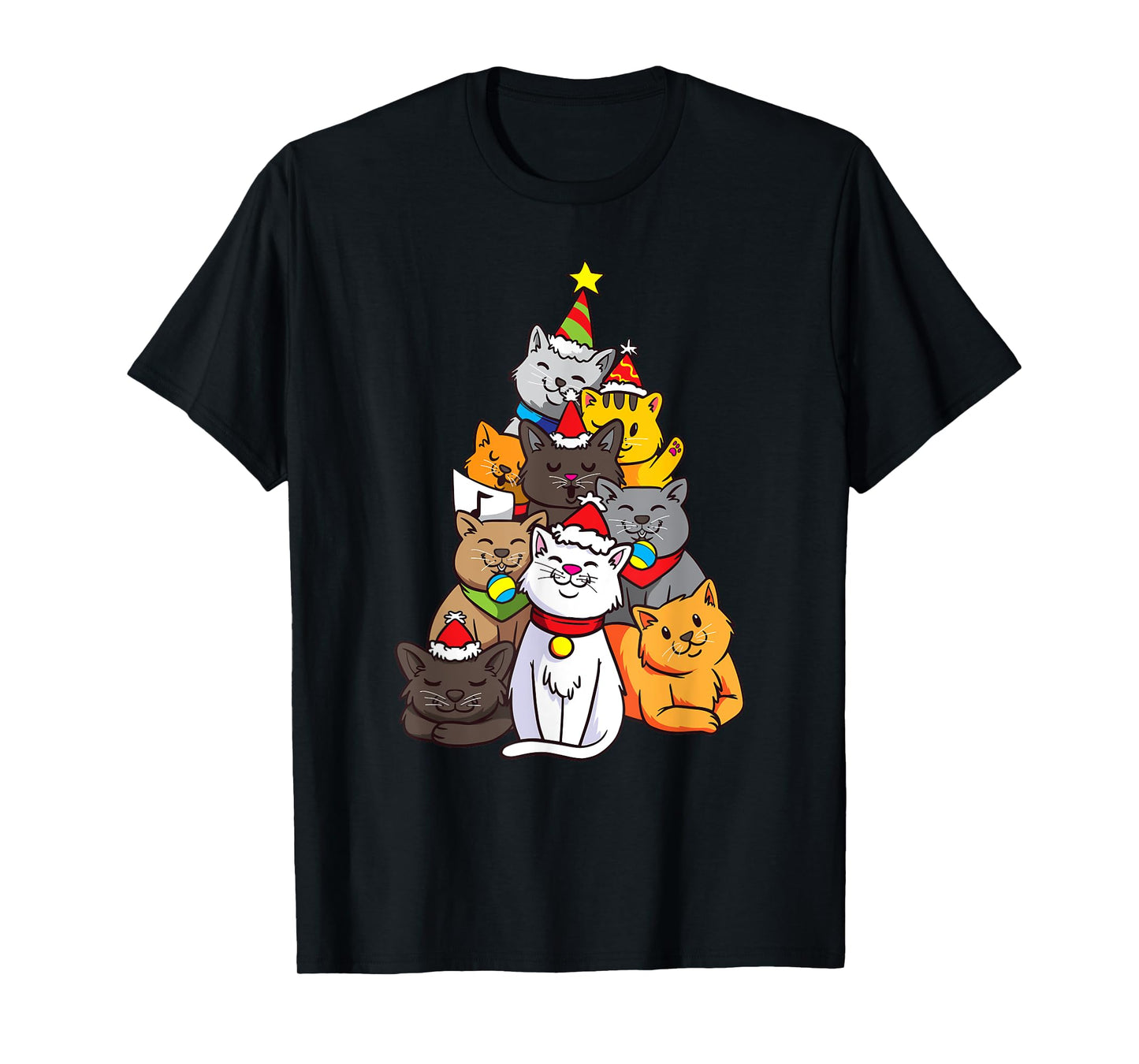 Cute Cat Tree Cats Kitten Christmas Christmas Tree T-Shirt