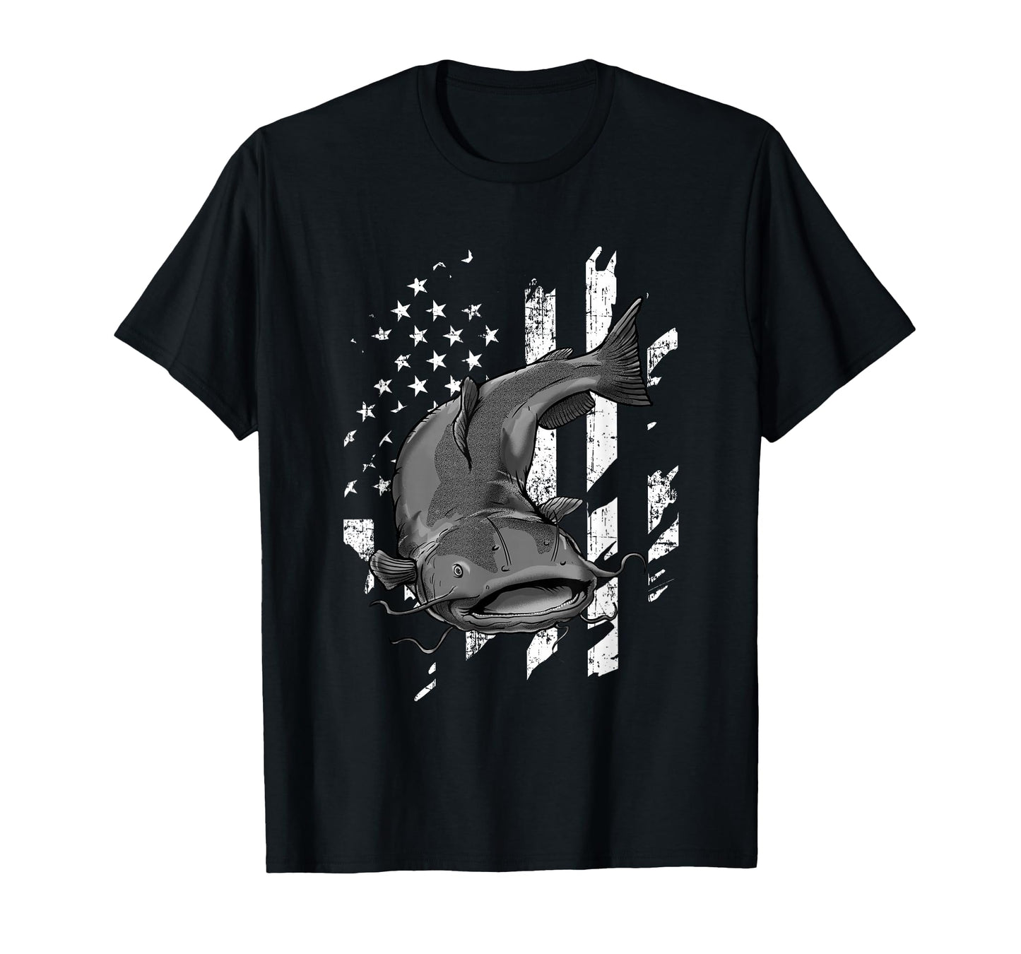 Catfishing American Flag - Catfish Angler Fisherman T-Shirt