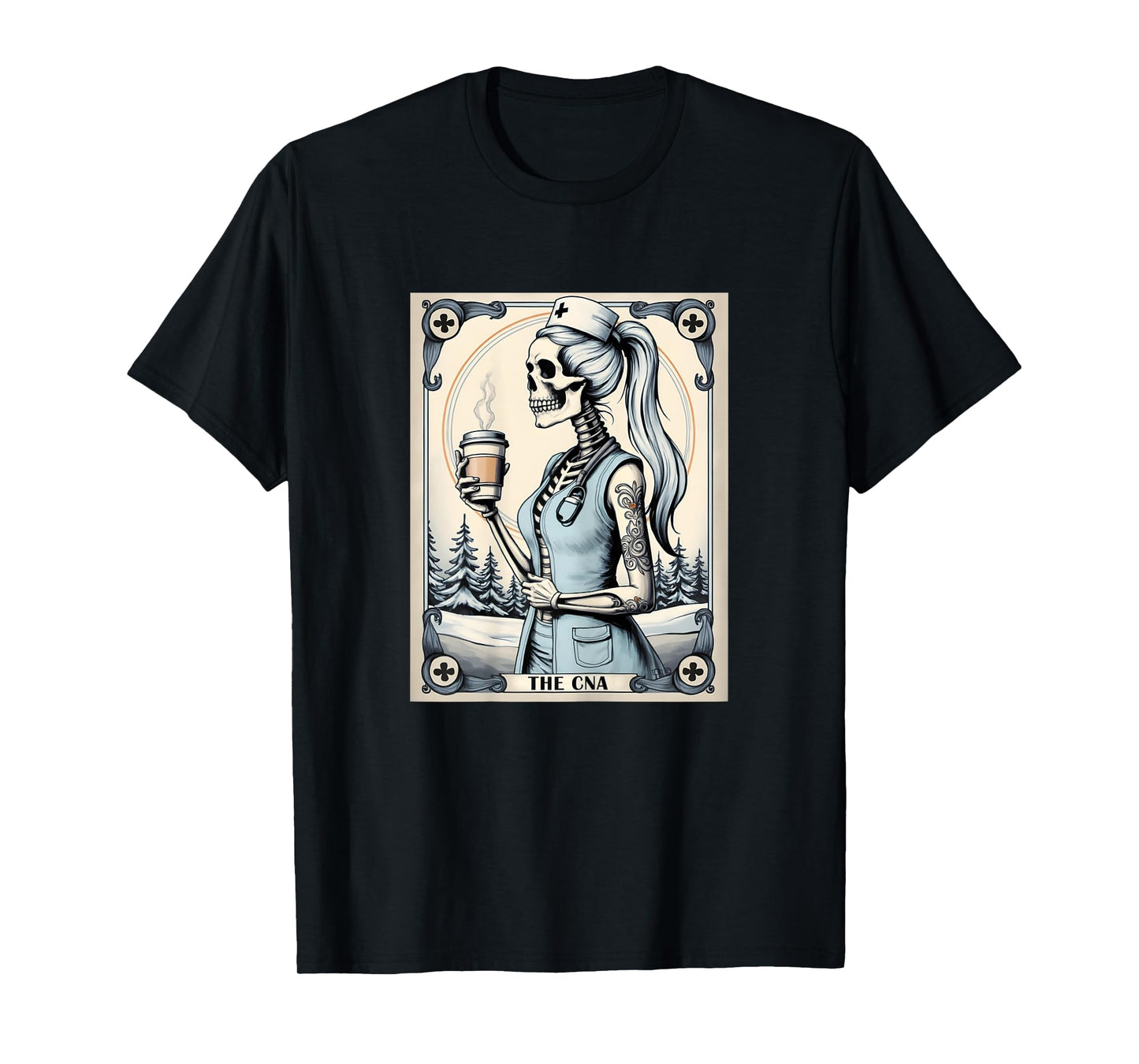 Certified Nurse Assistant Tarot Card Skeleton CNA Halloween T-Shirt