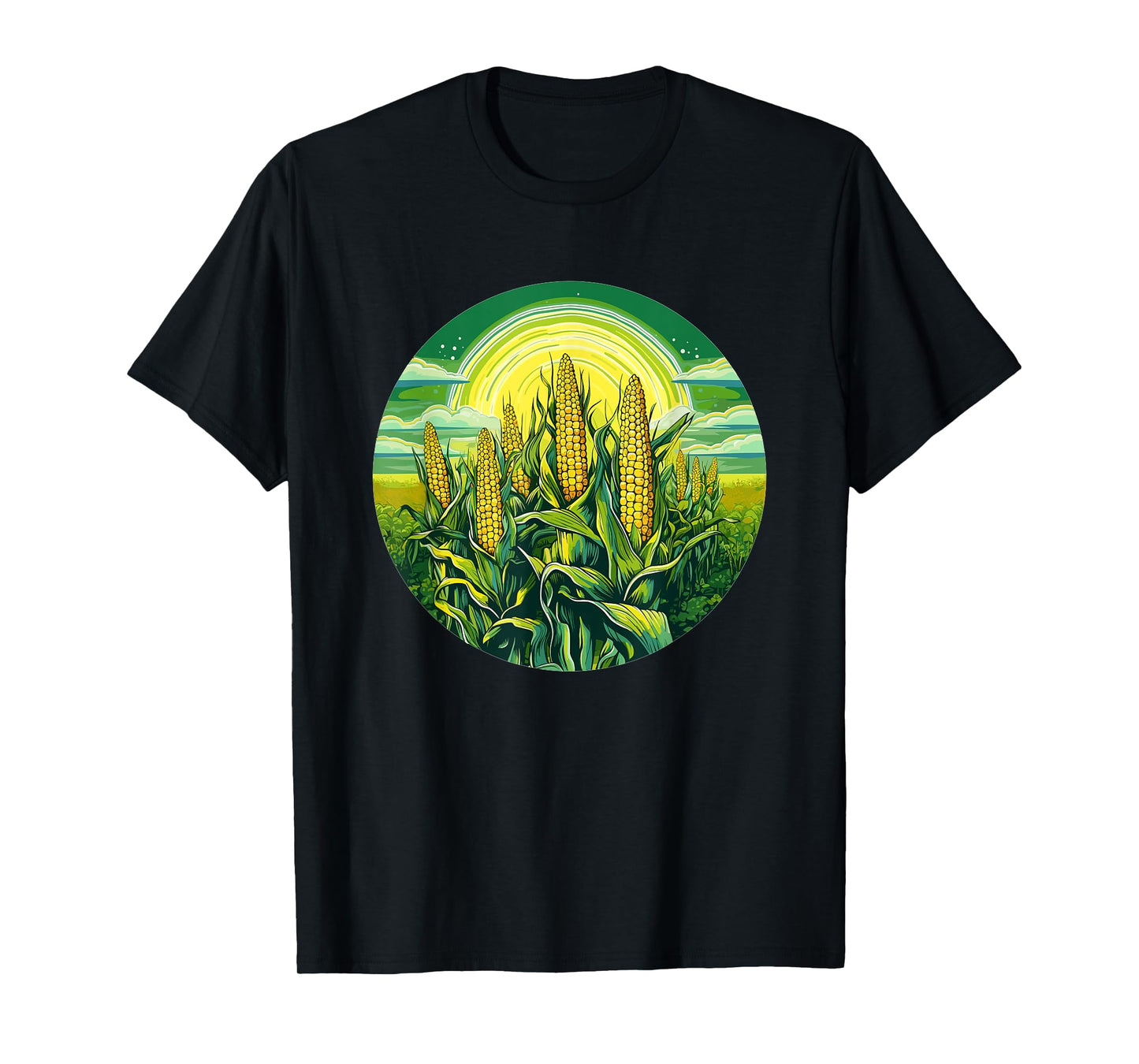 Cornfield Under Radiant Sun Nature Scene T-Shirt