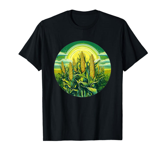 Cornfield Under Radiant Sun Nature Scene T-Shirt