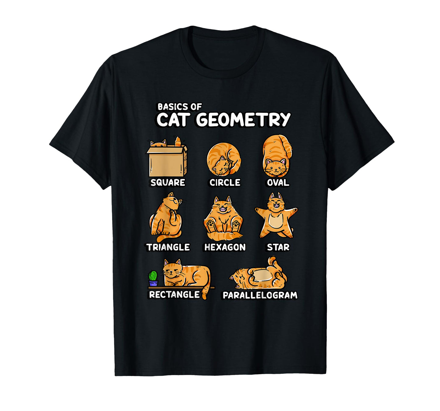 Basic Cat Geometry Cute Cat Cat Lover Cat Owner Math School T-Shirt