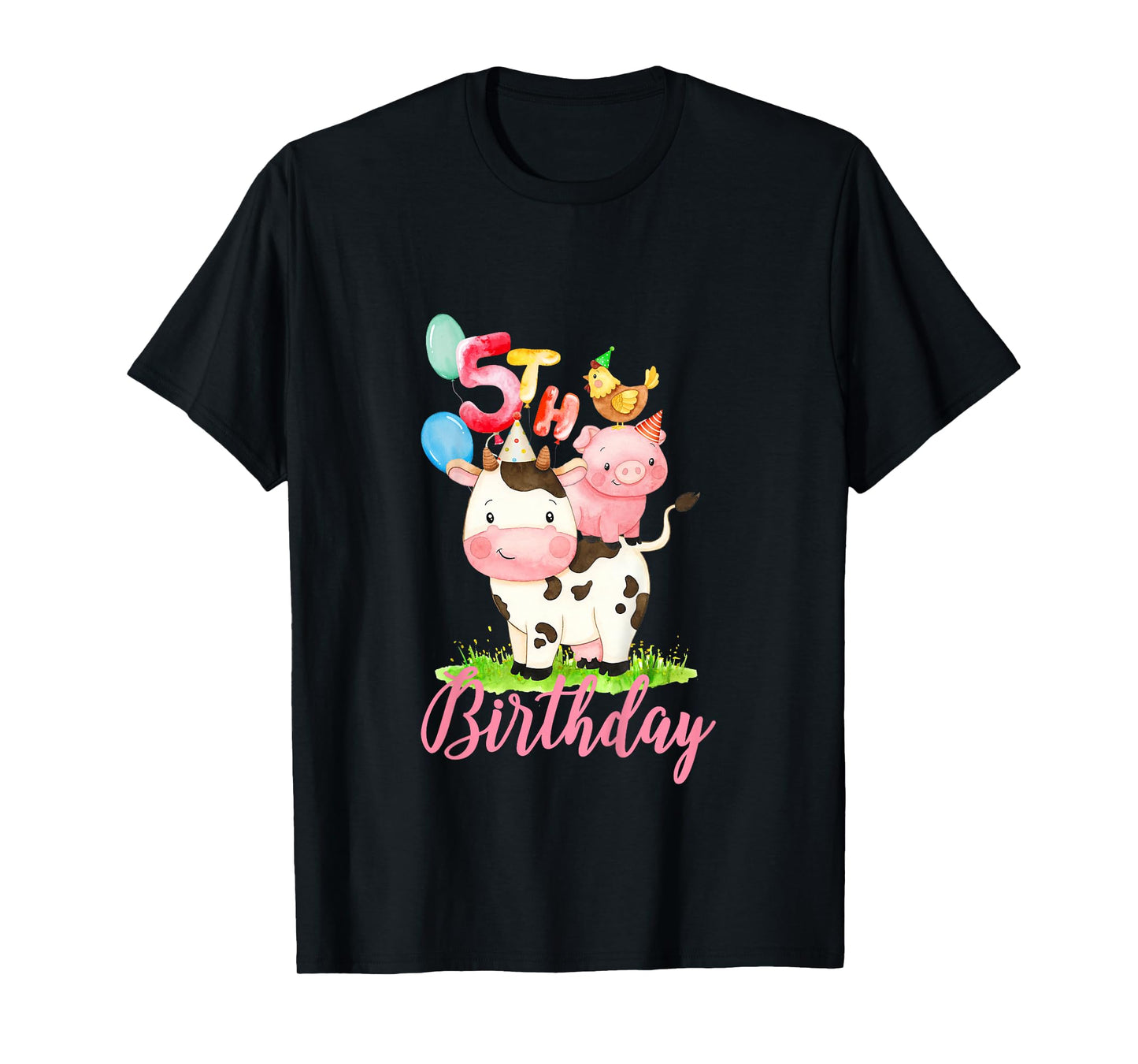 5 Years Old Girl Farm Animals It's My 5th Birthday T-Shirt