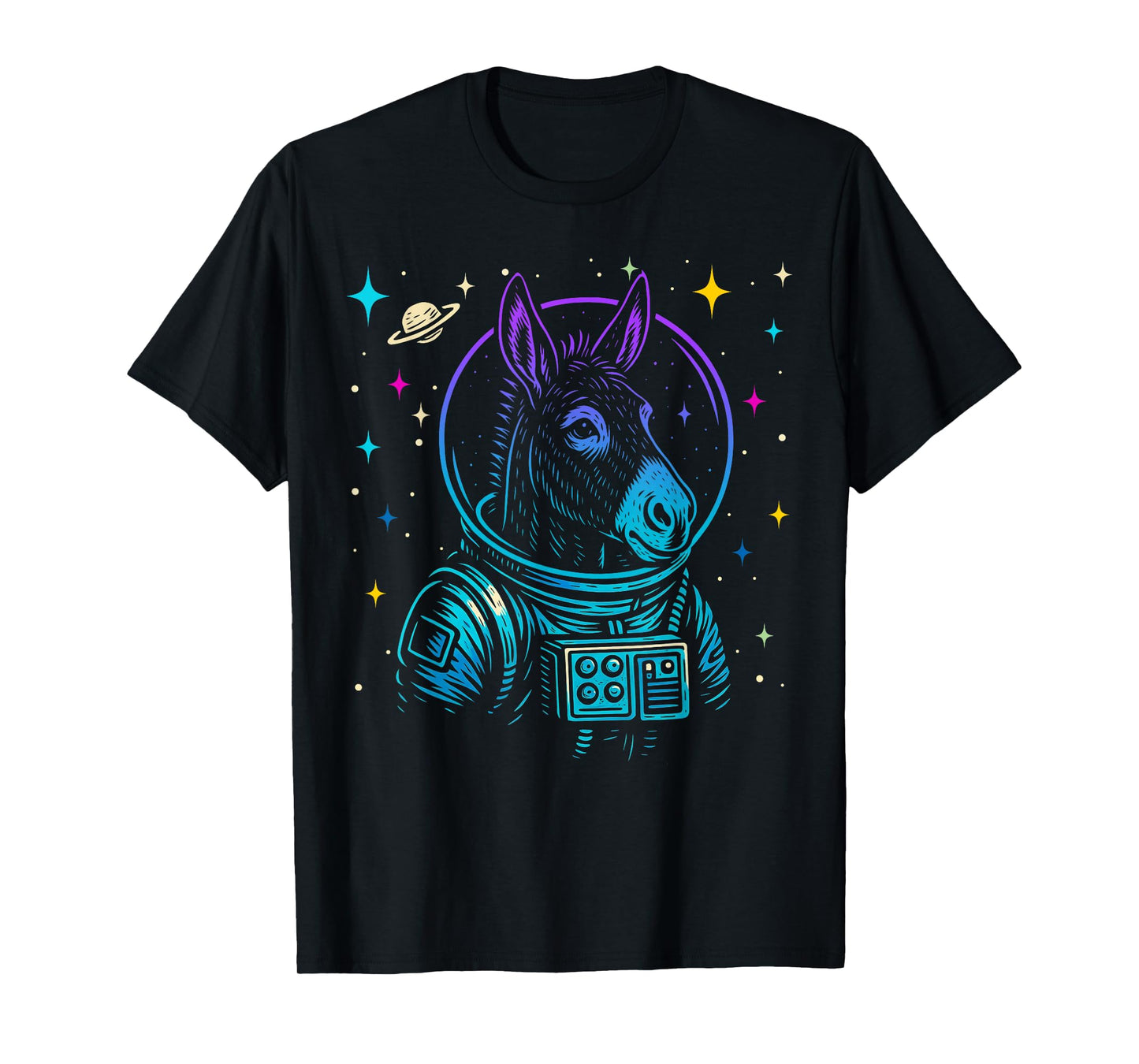Colorful Astronaut Donkey Space Galaxy Farm Animal T-Shirt