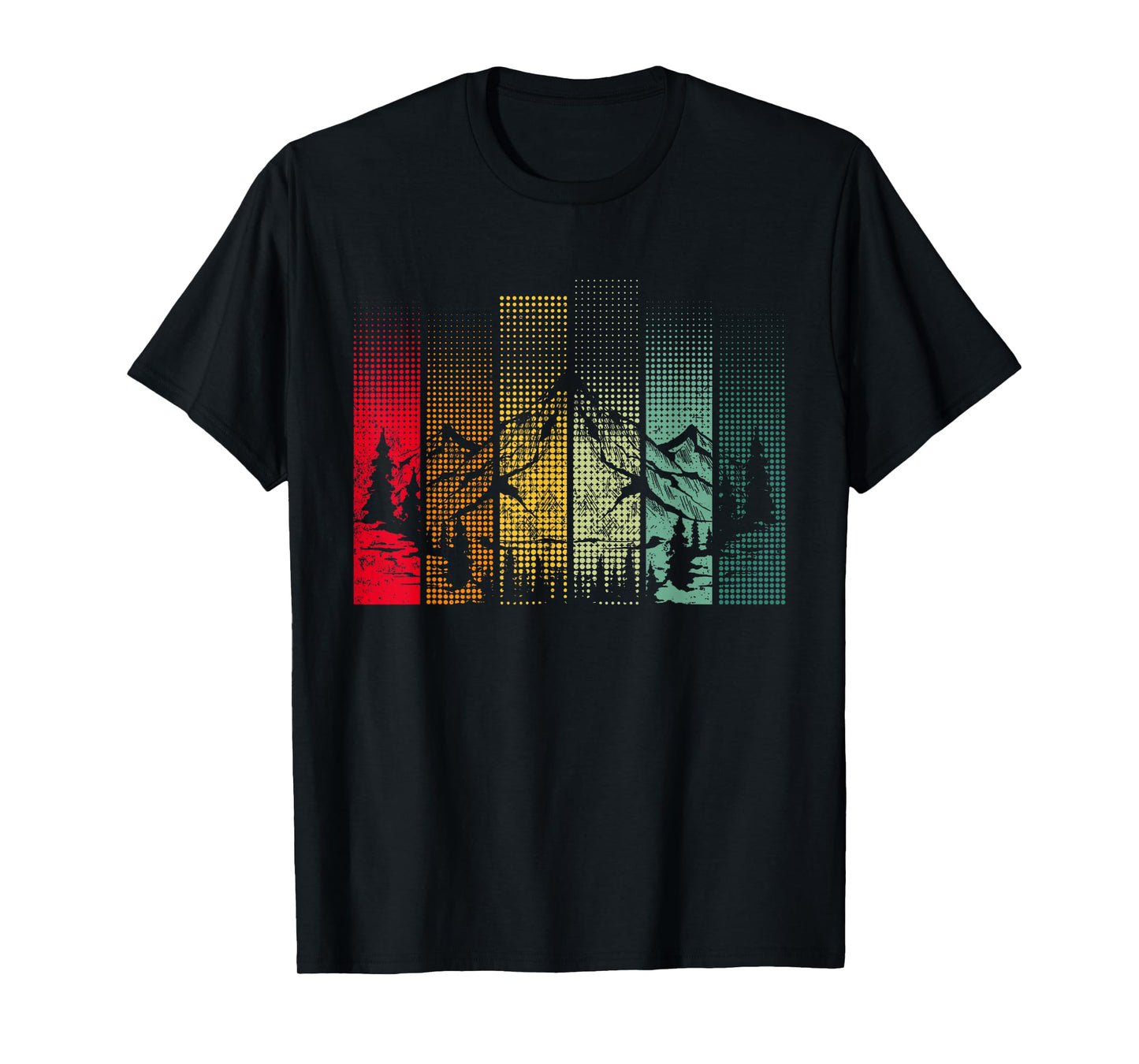 Hiking Mountains Trees Outdoors Nature Wildlife Retro Forest T-Shirt