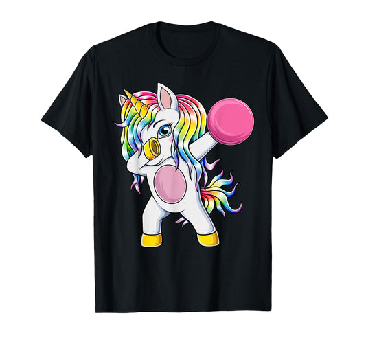 Cute Bowling Unicorn Dab Dance Dabbing Bowler Girls Kids T-Shirt