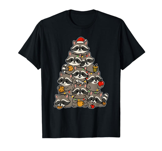 Cute Tree Men Women Kids Funny Raccoon Ugly Christmas T-Shirt