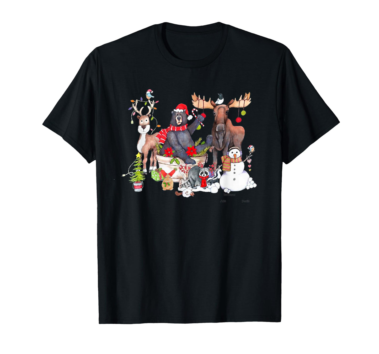 Funny Woodland Critter Christmas Gathering for Animals Loves T-Shirt