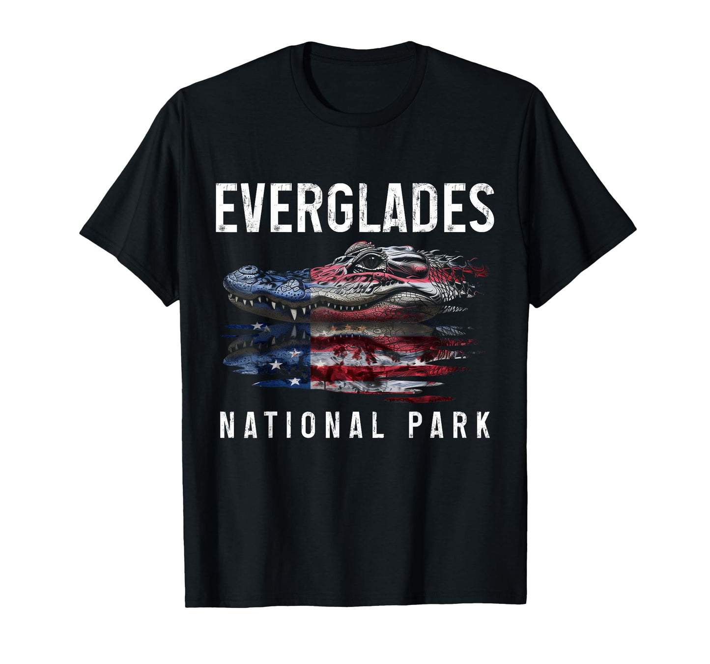 Everglades National Park Florida Alligator American Flag T-Shirt