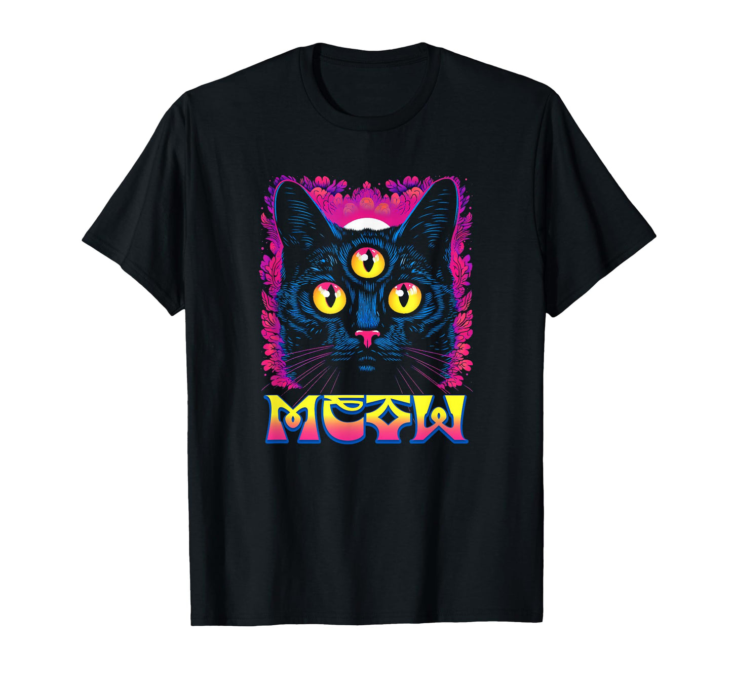 Rainbow Witch Cat With All Seeing 3rd Eye T-Shirt