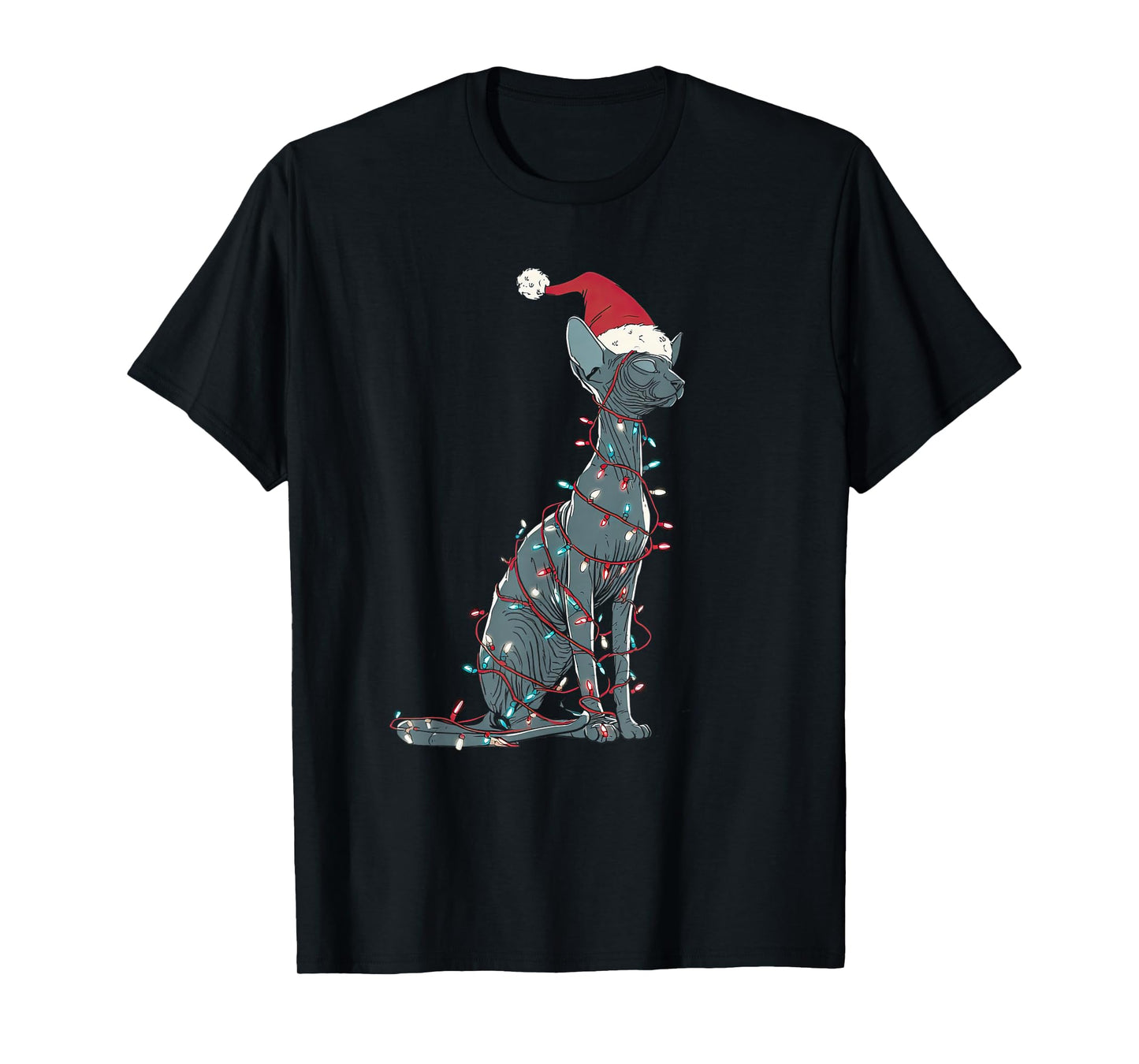 Funny Sphynx Cat Christmas Graphics Animal Lights Lover T-Shirt