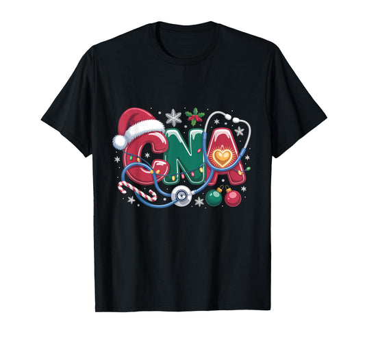 CNA Christmas Lights Nurse Outfit Cute Holiday Aesthetic T-Shirt