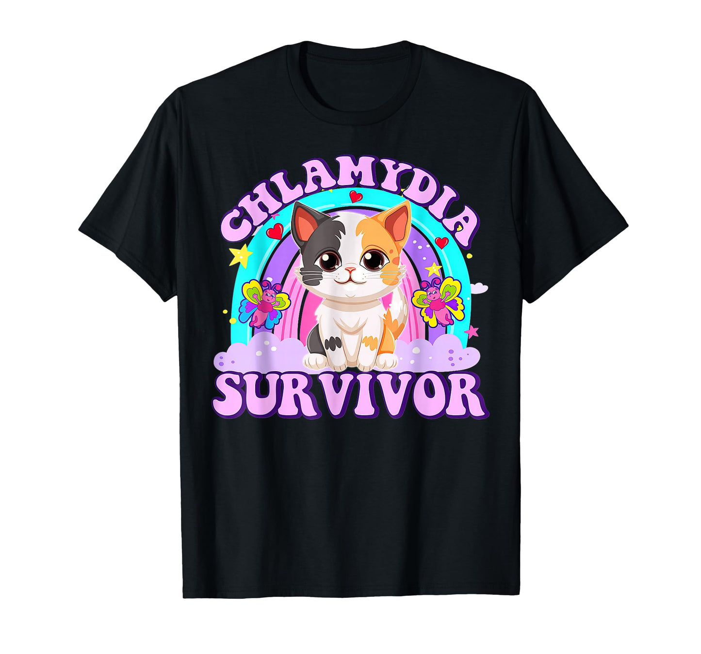 Chlamydia Survivor Cat Rainbow T-Shirt