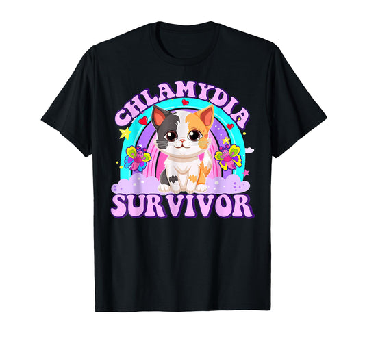 Chlamydia Survivor Cat Rainbow T-Shirt