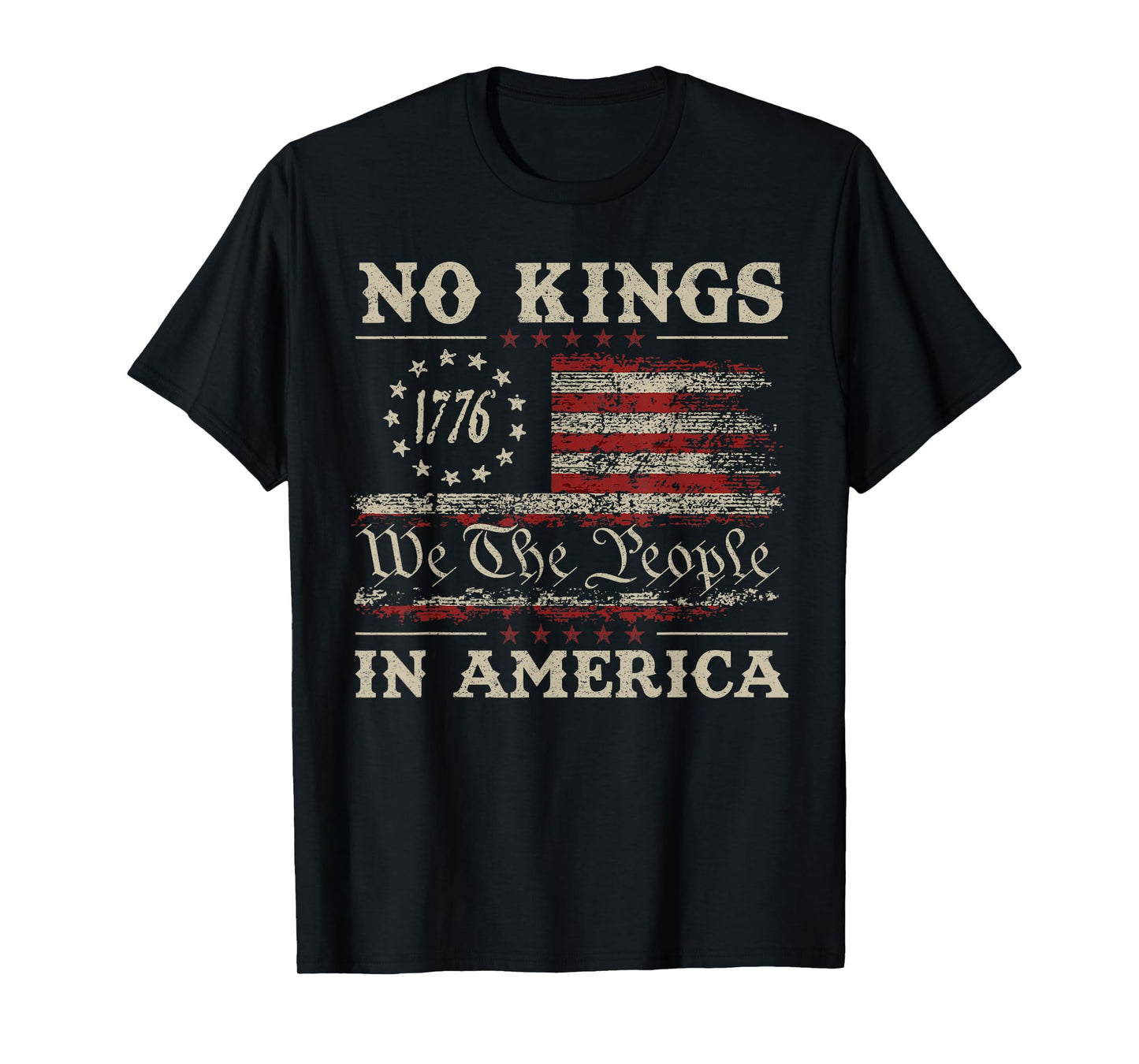 Retro June 14th No Kings in America 1776 USA Flag Men Women T-Shirt