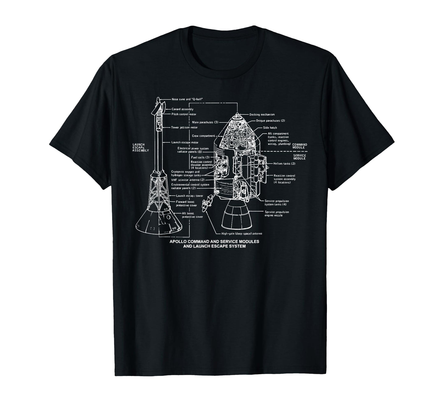 Apollo Launch Escape System Space Module Diagram Blueprint T-Shirt