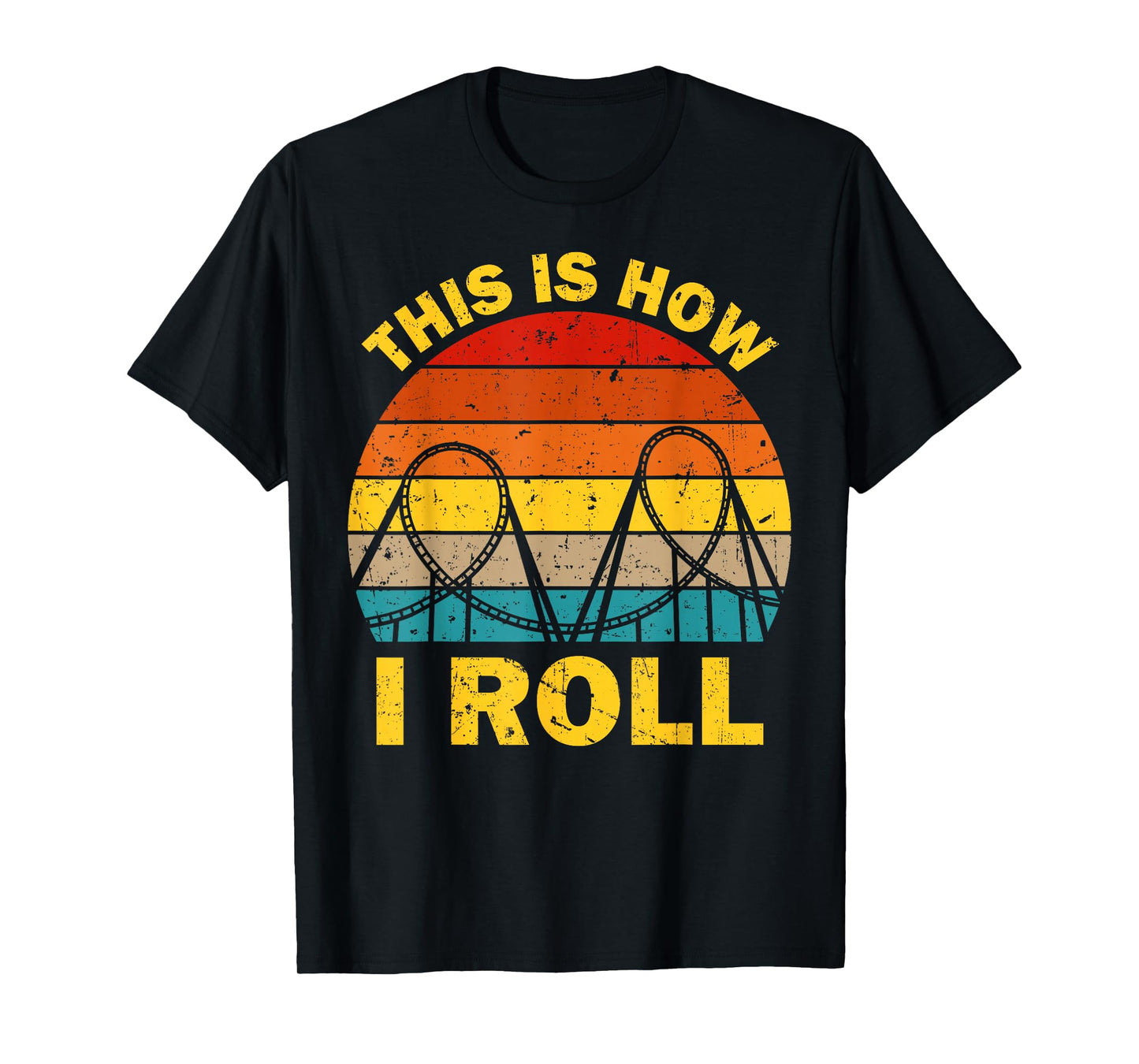 Cool Roller Coaster For Men Women Amusement Theme Park Retro T-Shirt