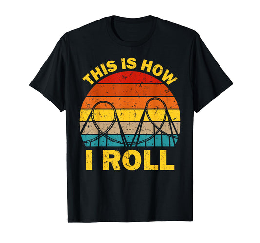 Cool Roller Coaster For Men Women Amusement Theme Park Retro T-Shirt