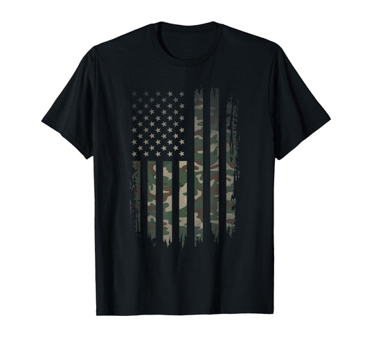 Camo American Flag USA Camouflage Men Boys Women Girls Kids T-Shirt