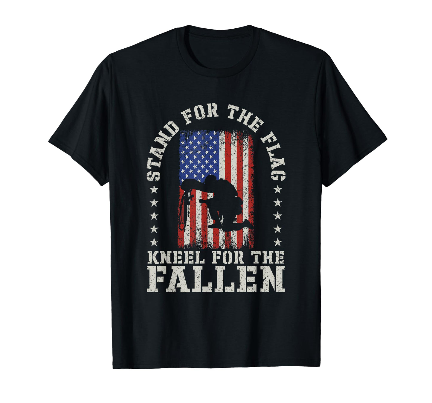 Stand For The Flag Kneel For The Fallen Veteran Patriotic T-Shirt