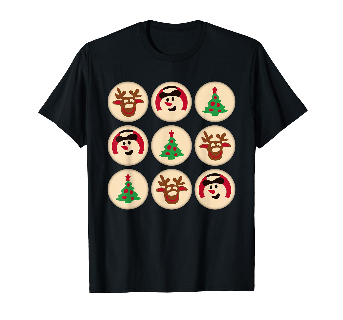 Christmas Cute Sugar Cookie Christmas Tree Snowman Reindeer T-Shirt