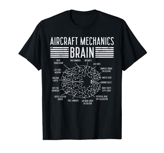 Aircraft Mechanics Brain Fun Airplane Maintenance Men Women T-Shirt