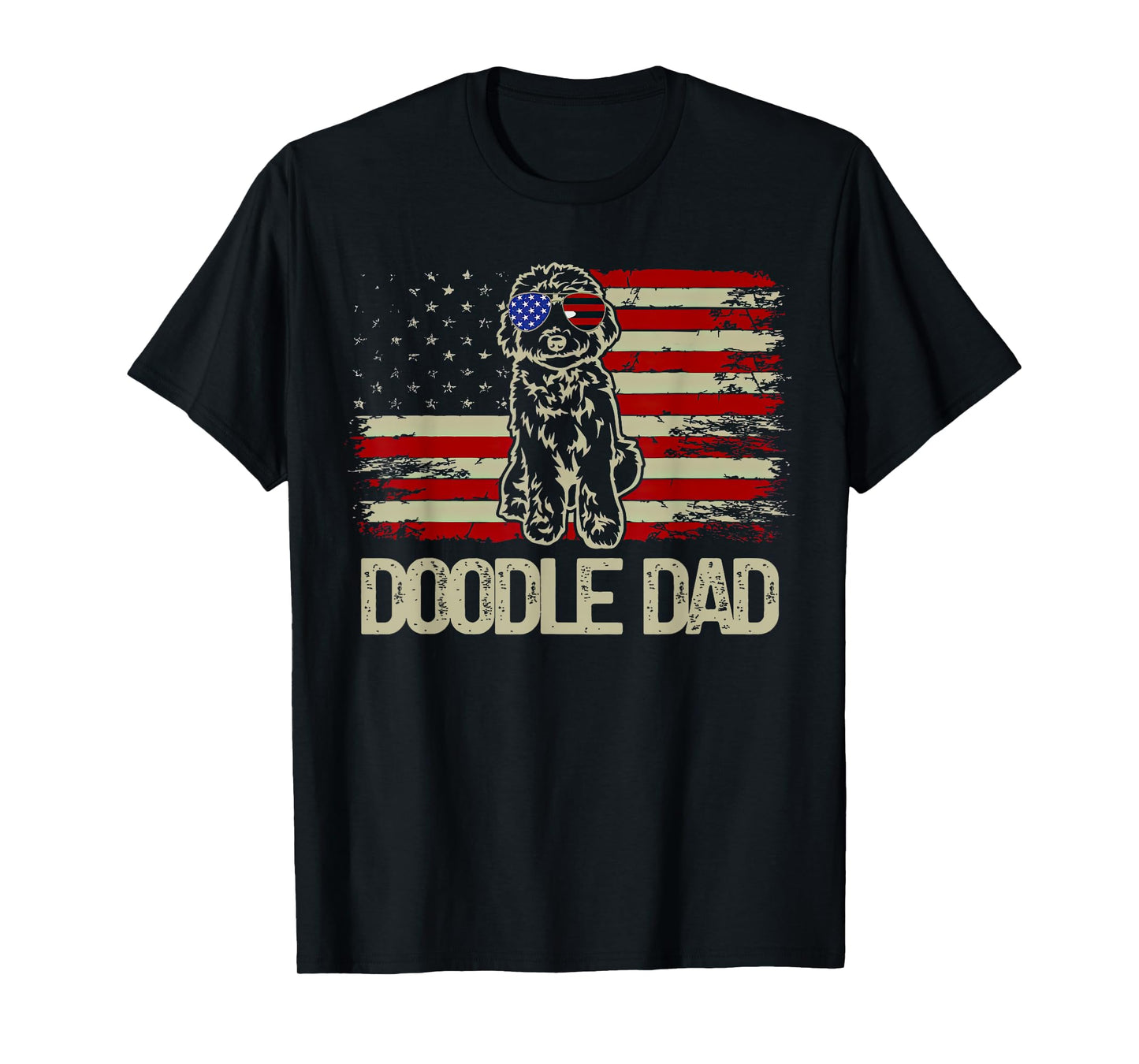 Patriotic Doodle Dad Goldendoodle American Flag 4th of July Women Men T-Shirt