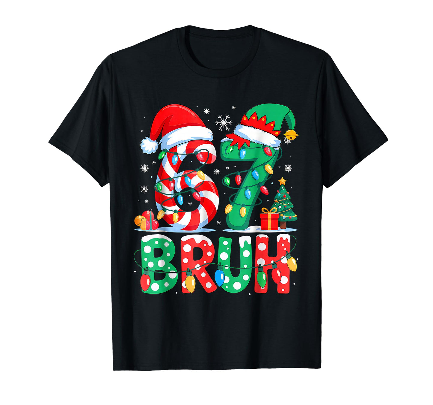 Funny Six Seven 6 7 Meme Christmas Family Xmas Santa 67 T-Shirt