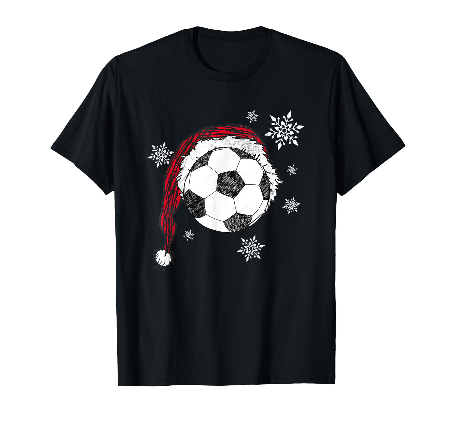 Soccer Santa Hat Christmas Funny Snowflake Holiday Xmas T-Shirt