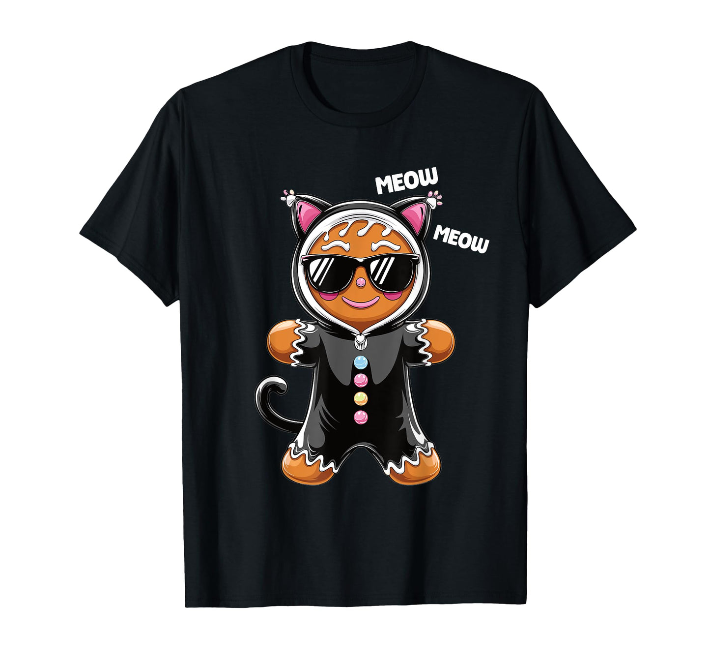Cute Christmas Gingerbread Man Cat T-Shirt