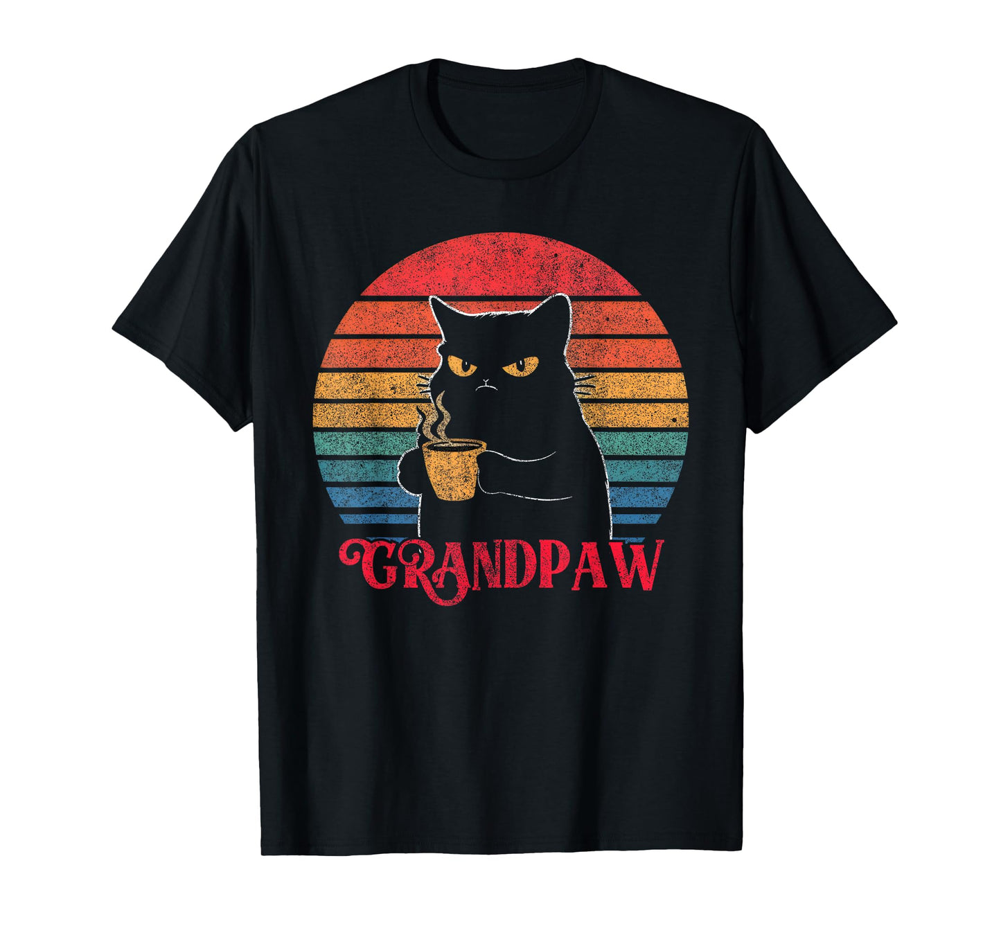 Retro Grandpaw Funny Sarcastic Cat Lover Quote Grandpa T-Shirt