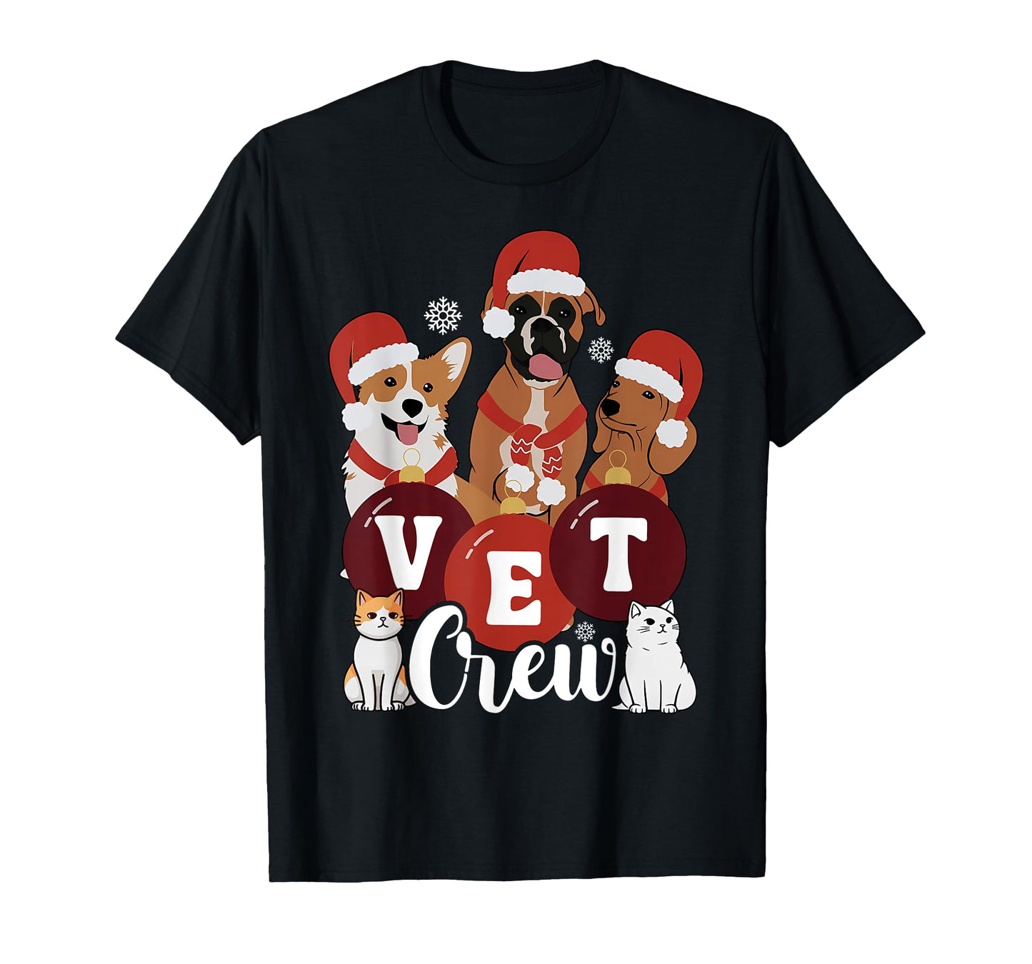 Christmas Cute Pet Santa Hat Vet Crew Veterinary Technician T-Shirt