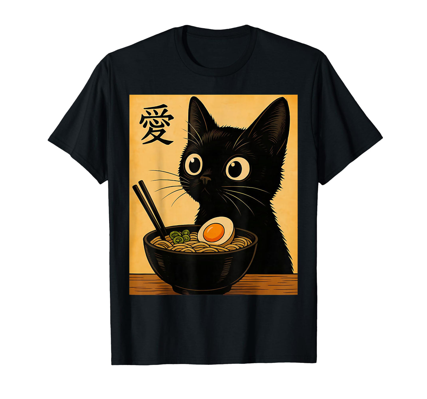 Anime Cat Ramen Japanese Funny Graphic Tees Kawaii Cat Lover T-Shirt