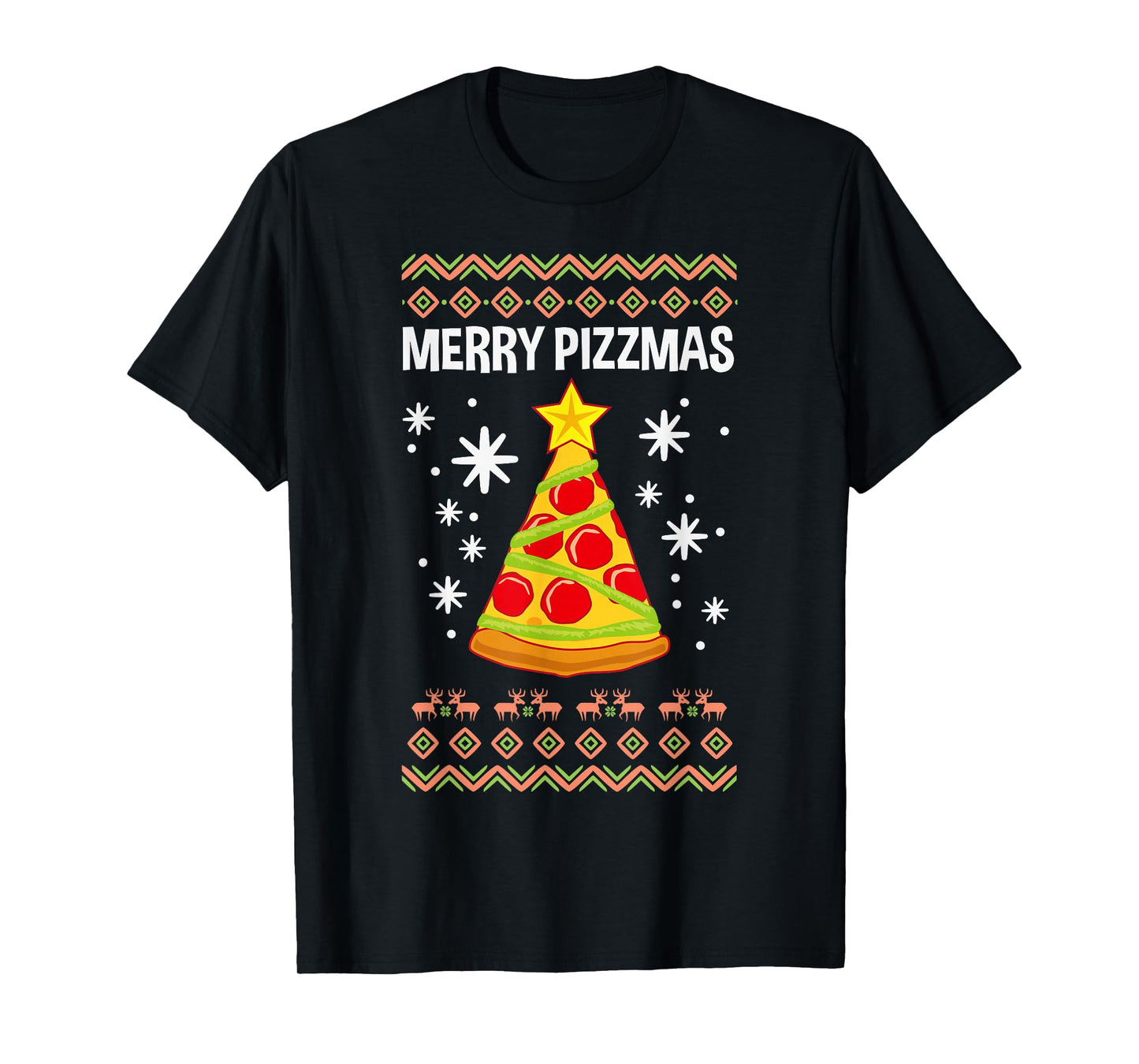 Funny Christmas Pizza Merry Pizzmas Ugly Xmas T-Shirt