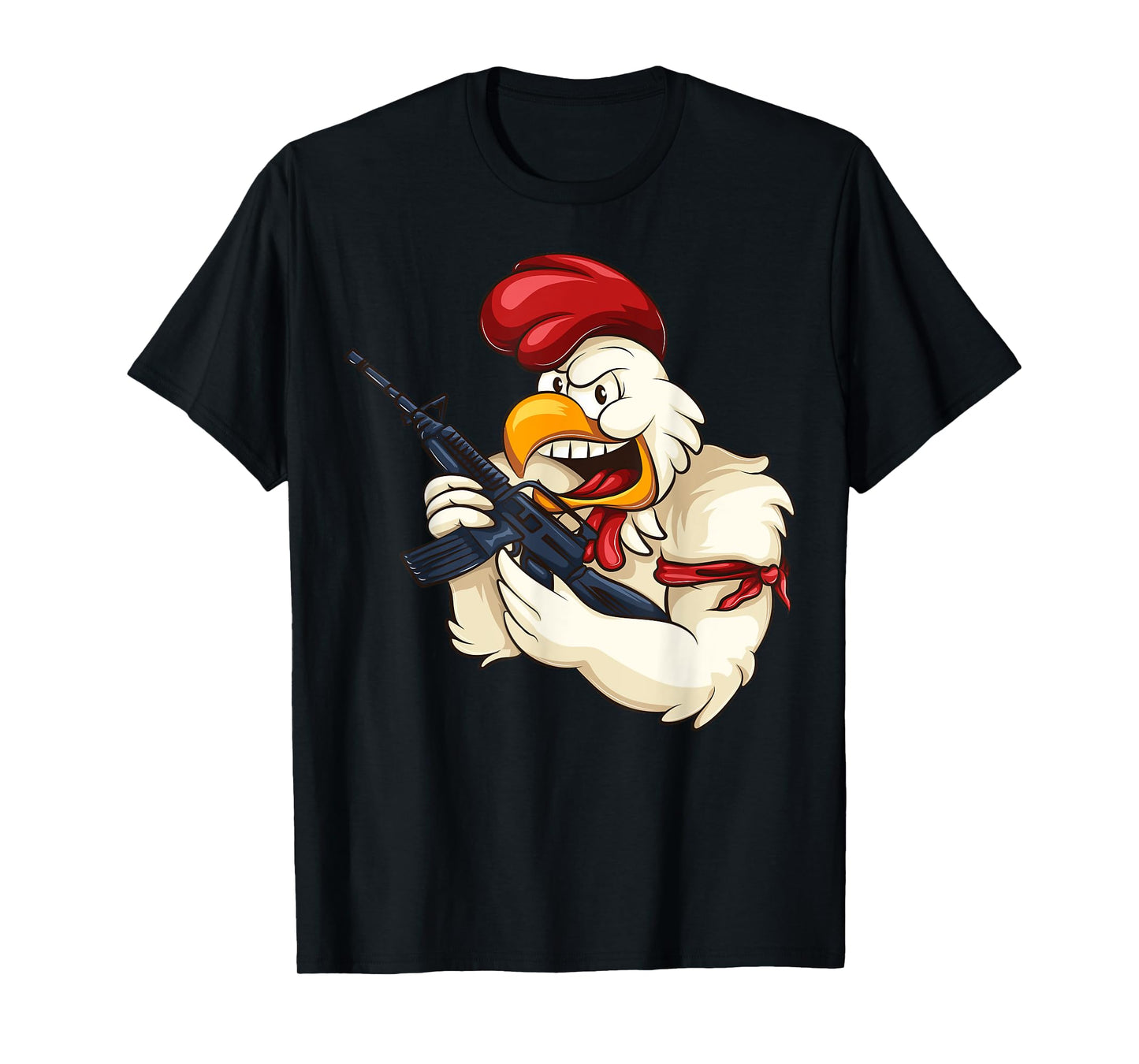 Angry Chicken Cartoon Weapon | Rooster Funny Gun Farmer Gift T-Shirt